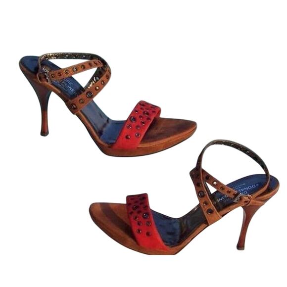 Donald Pliner Couture Suede Leather Sandal Shoe New 9.5 Grommets Strappy $255 - Picture 1 of 3
